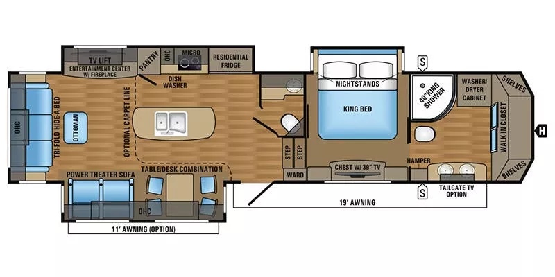 41' 2017 Jayco Designer Series 37FB w/3 Slides Floorplan