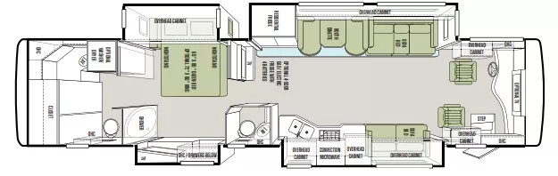 40' 2014 Tiffin Phaeton 40QBH 380hp Cummins w/4 Slides Floorplan