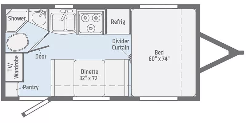 19' 2019 Winnebago Micro Minnie 1706FB Floorplan