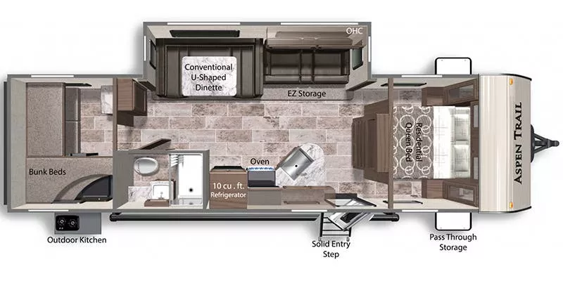 33' 2021 Dutchmen Aspen Trail 2910BHS w/Slide - Bunk House Floorplan