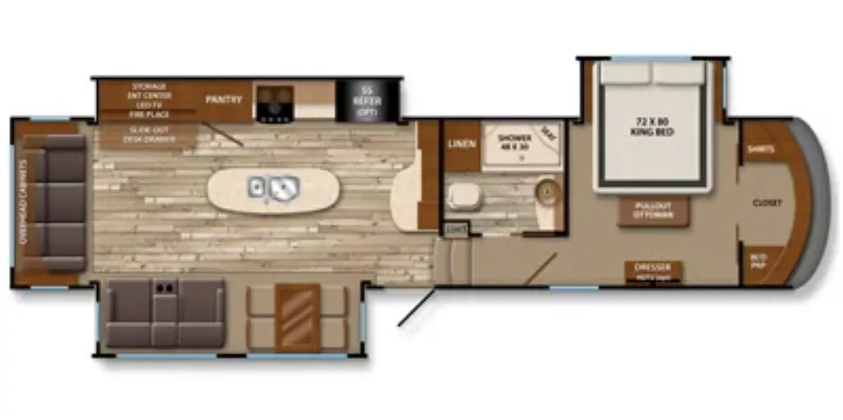 39' 2014 Grand Design Solitude 369RL w/3 Slides Floorplan