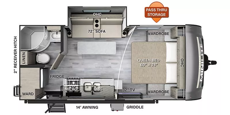 23' 2024 Forest River Rockwood Mini Lite 2109S w/Slide Floorplan
