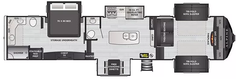 41' 2021 Keystone Alpine 3700FL w/5 Slides Floorplan