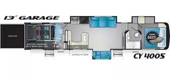 44' 2017 Heartland Cyclone 4005 w/3 Slides & Generator  - Toy Hauler Floorplan