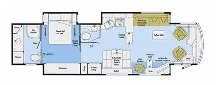 43' 2012 Winnebago Journey 42E 400hp Cummins w/3 Slides Floorplan