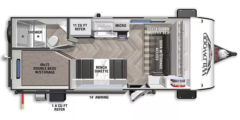 22' 2021 Forest River Wildwood Fsx 179DBK - Bunk House Floorplan