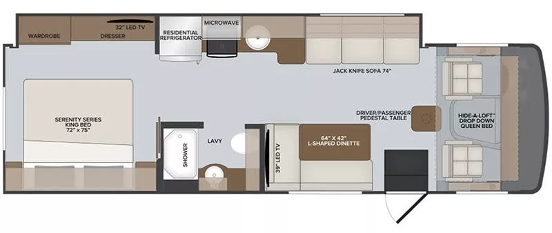 31' 2021 Holiday Rambler Admiral 29M w/Slide Floorplan