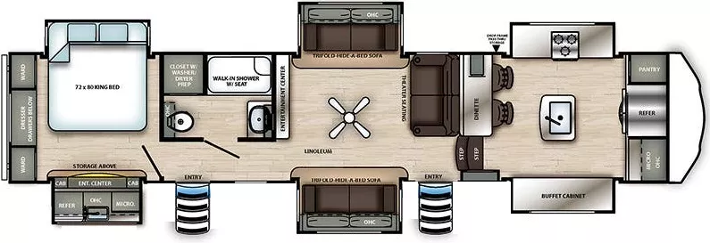 41' 2021 Forest River Sierra 38FKOK w/6 Slides Floorplan