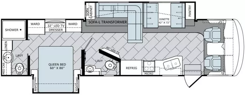 36' 2016 Holiday Rambler Vacationer 35DK w/2 Slides Floorplan