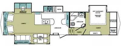40' 2011 Forest River Cardinal 3450RL w/4 Slides Floorplan