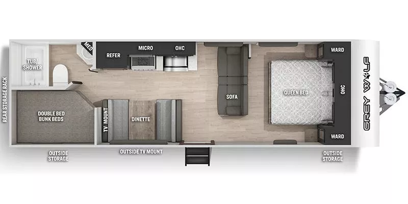 29' 2021 Forest River Grey Wolf 26DJSE Floorplan