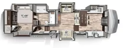 41' 2022 Palomino Columbus 388FK w/6 Slides Floorplan