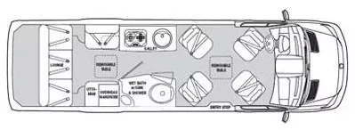 24' 2013 Airstream Interstate 3500 EXT LOUNGE Floorplan