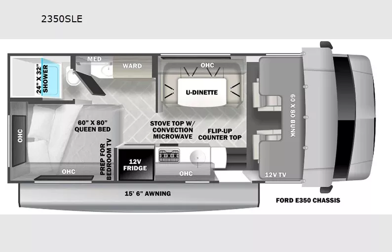 24' 2025 Forest River Sunseeker 2350 LE SERIES Floorplan