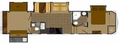 41' 2013 Heartland Bighorn 37QB w/4 Slides & Generator  - Bunk House Floorplan