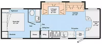 33' 2015 Winnebago Minnie Winnie 31K w/Slide Floorplan