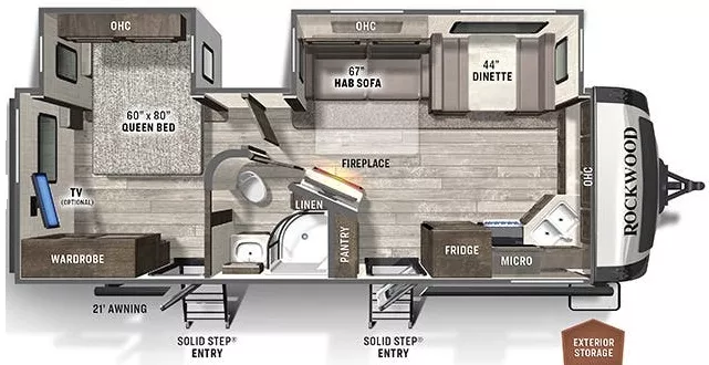 29' 2022 Forest River Rockwood Ultra Lite 2608BS w/2 Slides Floorplan