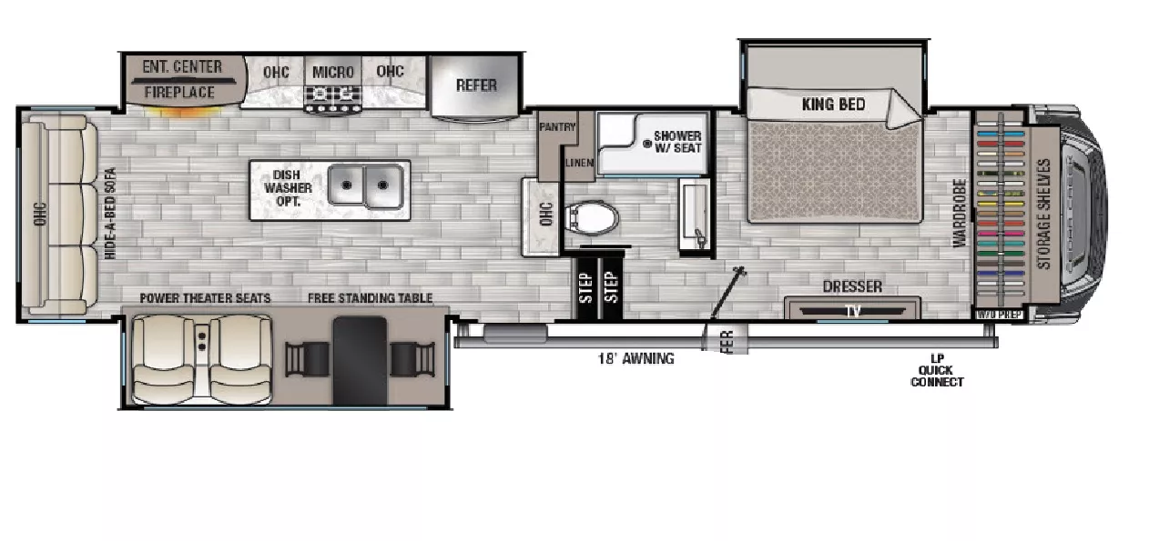 35' 2021 Keystone Cedar Creek 311RL w/3 Slides Floorplan