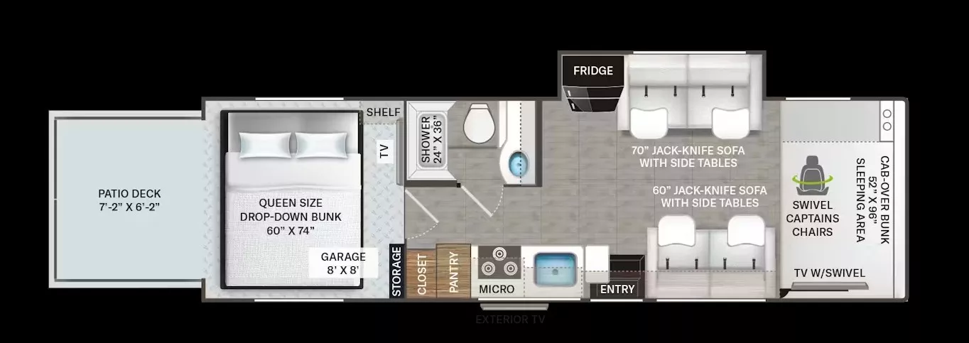31' 2021 Thor Outlaw 29J w/Slide - Toy Hauler Floorplan