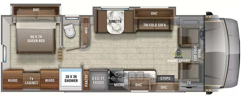 32' 2021 Jayco Greyhawk 29MV w/2 Slides Floorplan