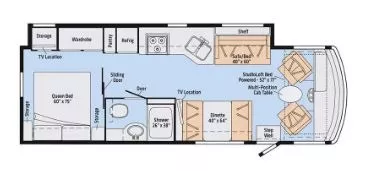 30' 2019 Winnebago Intent 29L w/Slide Floorplan