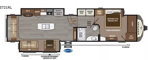 41' 2017 Keystone Montana 3721RL w/3 Slides Floorplan