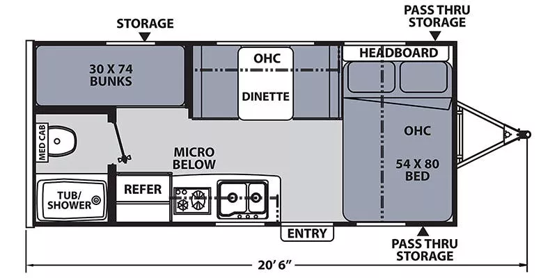 20' 2022 Coachmen Apex Nano 185BH - Bunk House Floorplan