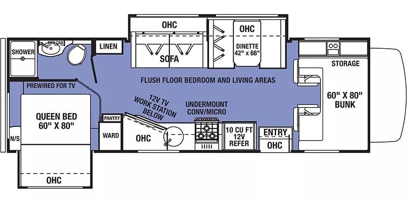 29' 2021 Forest River Sunseeker Le 2550DS w/2 Slides Floorplan