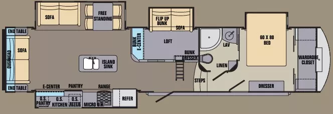 41' 2016 Forest River Phoenix 35BL w/4 Slides Floorplan