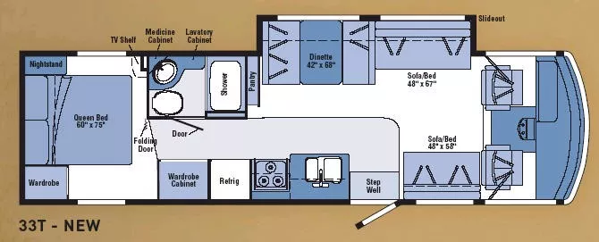 33' 2007 Winnebago Vista 33T w/Slide Floorplan