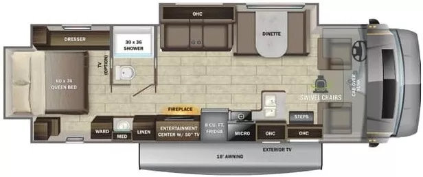33' 2022 Entegra Coach Odyssey 30Z w/2 Slides Floorplan