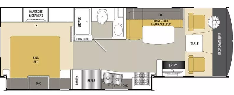29' 2017 Forest River Coachmen Pursuit 27KBP w/Slide Floorplan