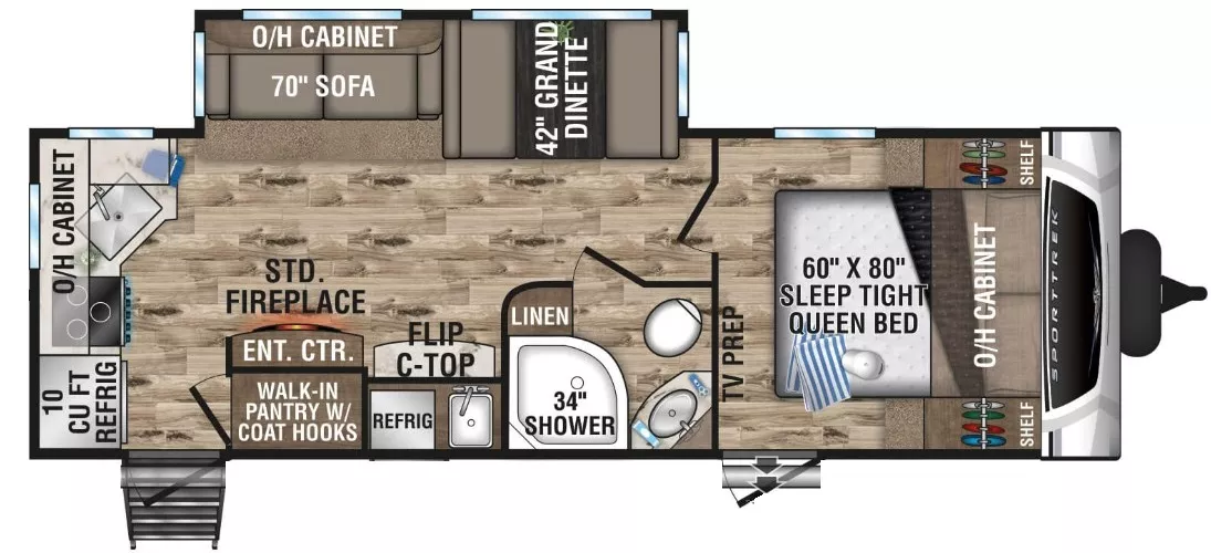 28' 2022 Venture RV Sporttrek 251VRK w/Slide Floorplan