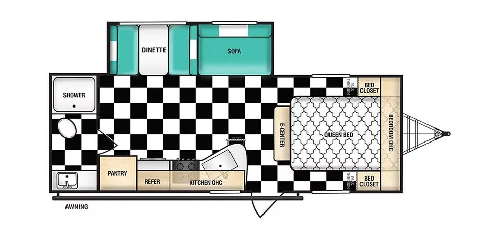 24' 2024 Riverside RV Retro 245RB w/Slide Floorplan
