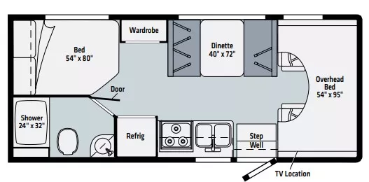 24' 2021 Winnebago Outlook 22E - Bunk House Floorplan