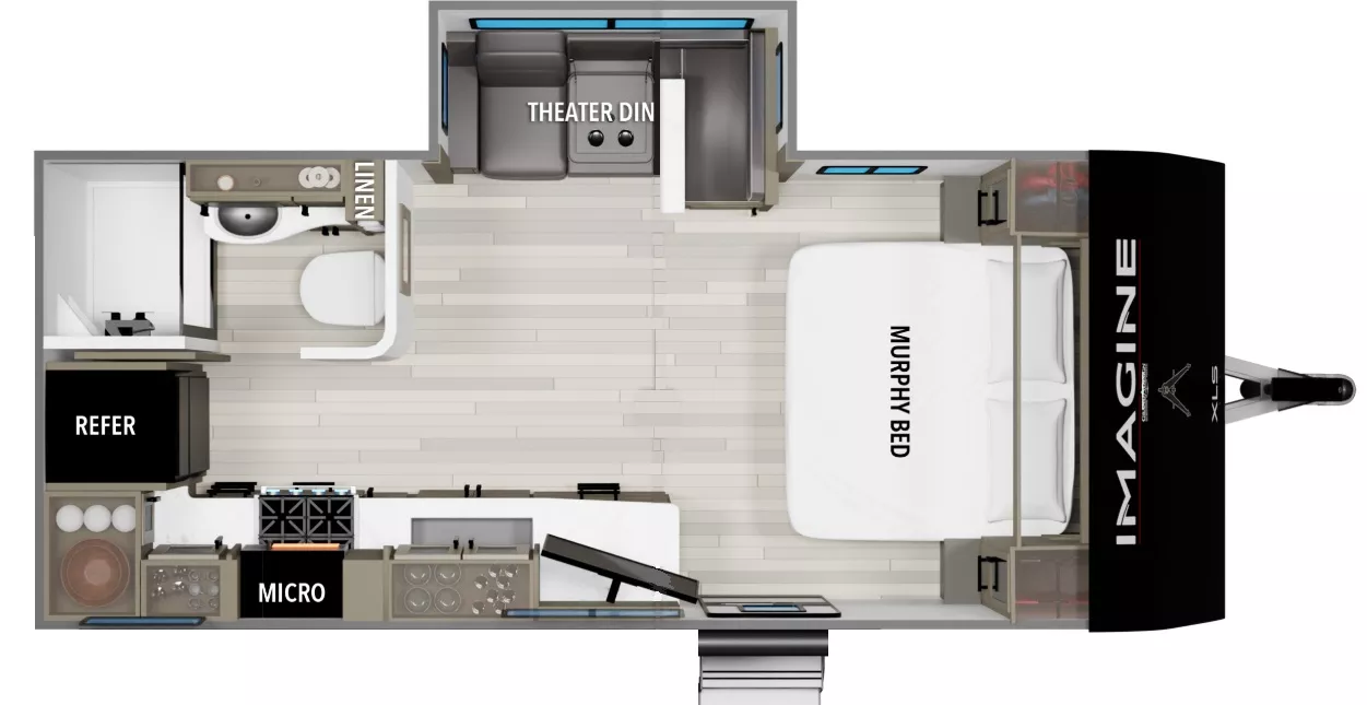 21' 2022 Grand Design Imagine Xls 17MKE w/Slide Floorplan