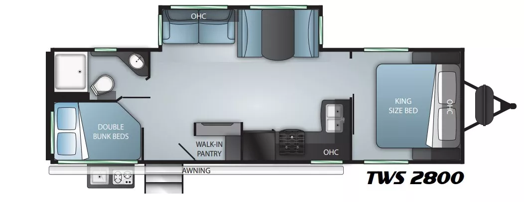 30' 2021 Cruiser RV Twilight Signature 2800 w/Slide - Bunk House Floorplan