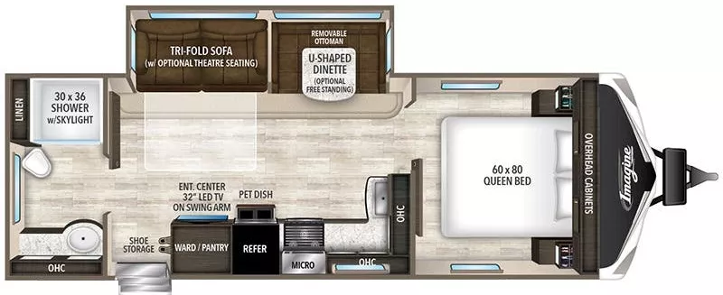 30' 2017 Grand Design Imagine 2600RB w/Slide Floorplan