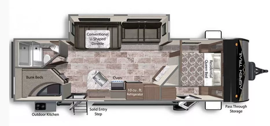 32' 2022 Dutchmen Aspen Trail 2850BHS w/Slide - Bunk House Floorplan