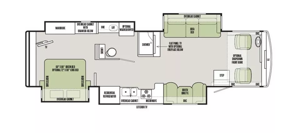 36' 2019 Tiffin Allegro Open Road 34PA w/4 Slides Floorplan