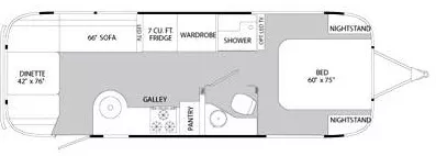 28' 2014 Airstream Flying Cloud 27FB Floorplan