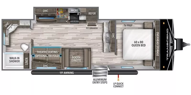 31' 2022 Grand Design Transcend Xplor 260RB w/Slide Floorplan