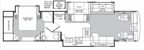 39' 2003 Fleetwood Providence 39J Caterpillar w/3 Slides Floorplan