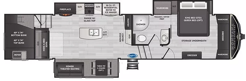 39' 2022 Keystone Montana High Country 351BH w/3 Slides - Bunk House Floorplan