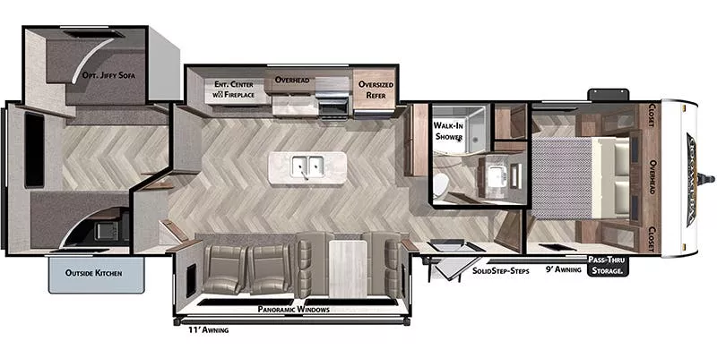 37' 2020 Forest River Wildwood 32BHT w/2 Slides - Bunk House Floorplan