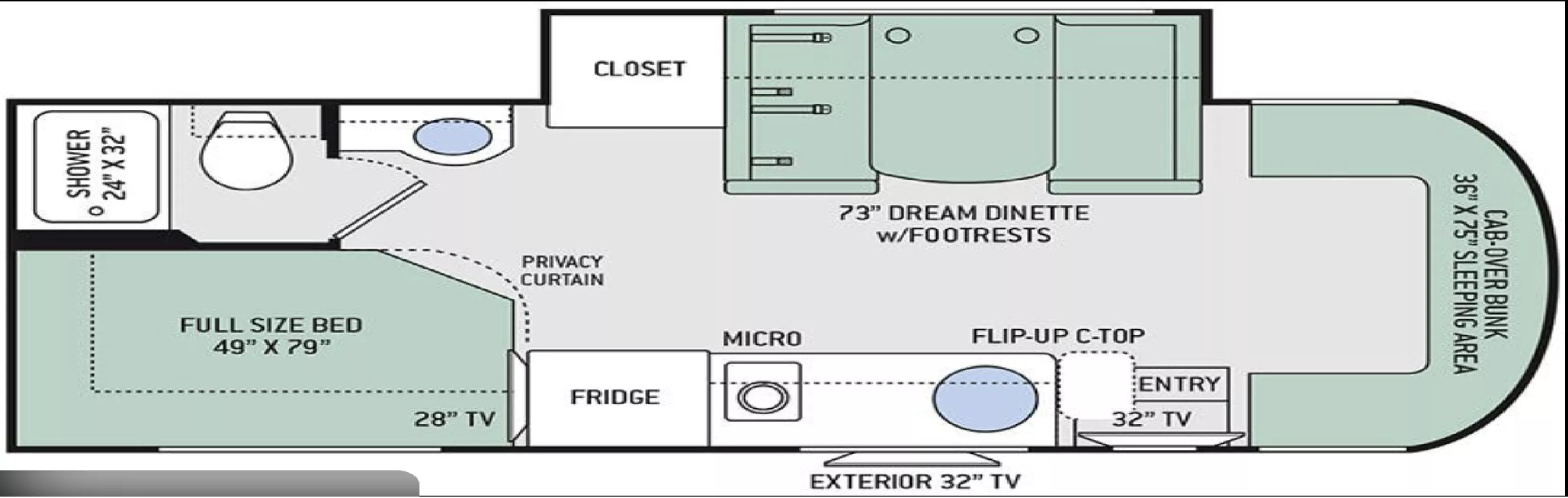 26' 2019 Thor Citation 24SJ w/Slide Floorplan