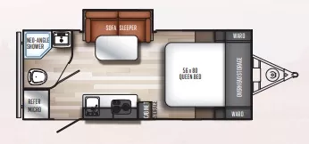 21' 2019 Forest River Palomino Real Lite Mini 181 w/Slide Floorplan