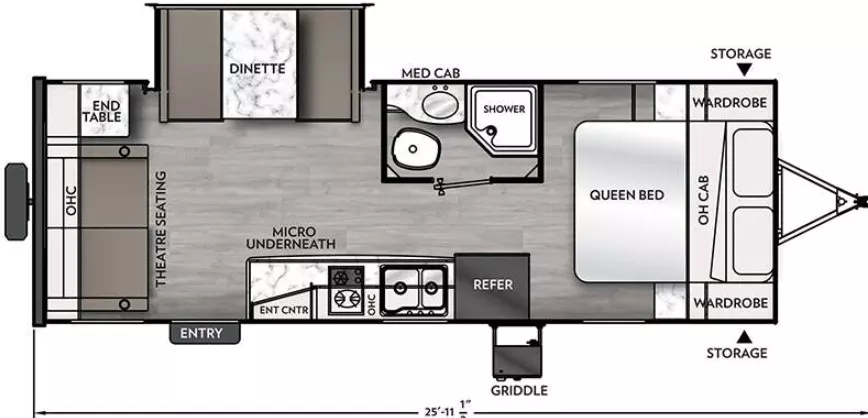 26' 2025 Coachmen Apex Nano 221RLS w/Slide Floorplan