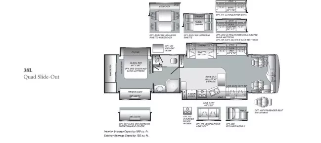 38' 2006 Fleetwood Expedition 38L 300hp Caterpillar w/4 Slides Floorplan