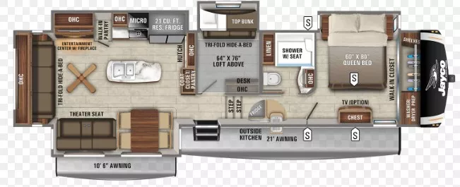 42' 2021 Jayco Eagle 355MBQS w/4 Slides - Bunk House Floorplan